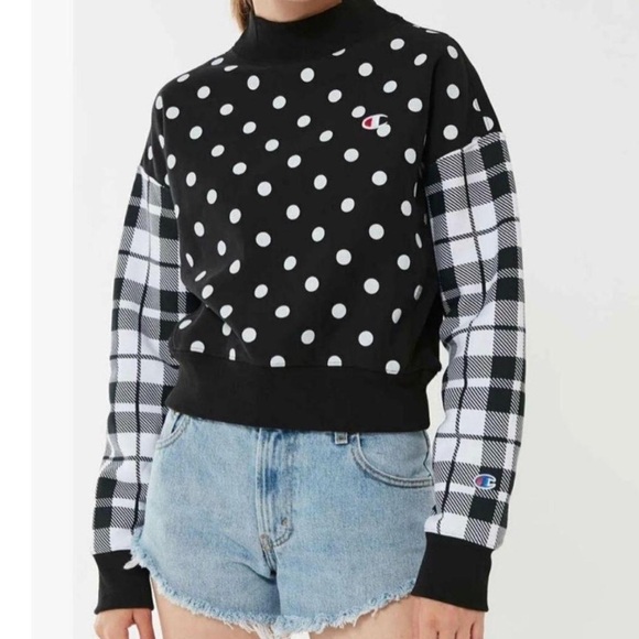 Champion Sweaters - Champion Polka Dot and Plaid Sweatshirt